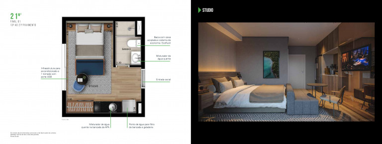 Imagem Studio com 1 Quarto à Venda, 26 m² em Belenzinho - São Paulo Imagem Studio com 1 Quarto à Venda, 26 m² em Belenzinho - São Paulo