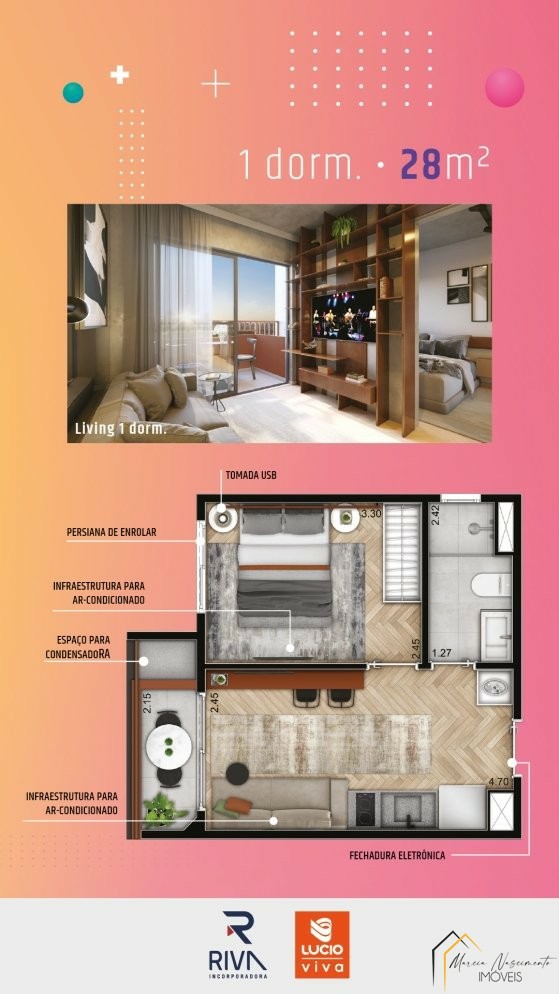 Imagem Apartamento com 1 Quarto à Venda, 28 m²em Vila São Pedro - Santo André