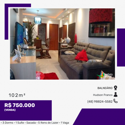 Apartamento com 3 Quartos à Venda, 102 m² em Balneário - Florianópolis