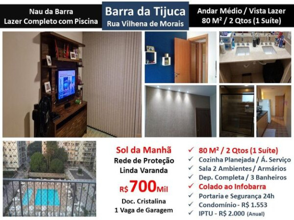 Imagem Apartamento com 2 Quartos à Venda, 80 m² em Barra da Tijuca - Rio de Janeiro Imagem Apartamento com 2 Quartos à Venda, 80 m² em Barra da Tijuca - Rio de Janeiro