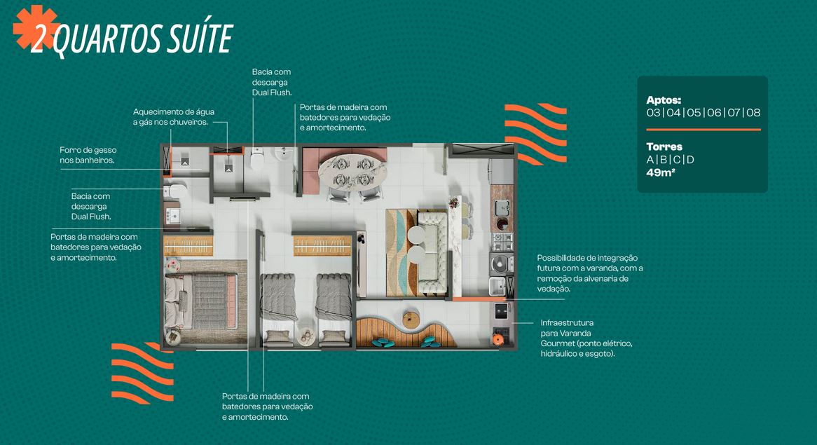 Imagem Apartamento com 2 Quartos à Venda, 49 m² em Fragoso - Olinda