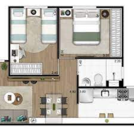 Imagem Apartamento com 2 Quartos à Venda, 43 m²em Parque Hippolyto - Limeira