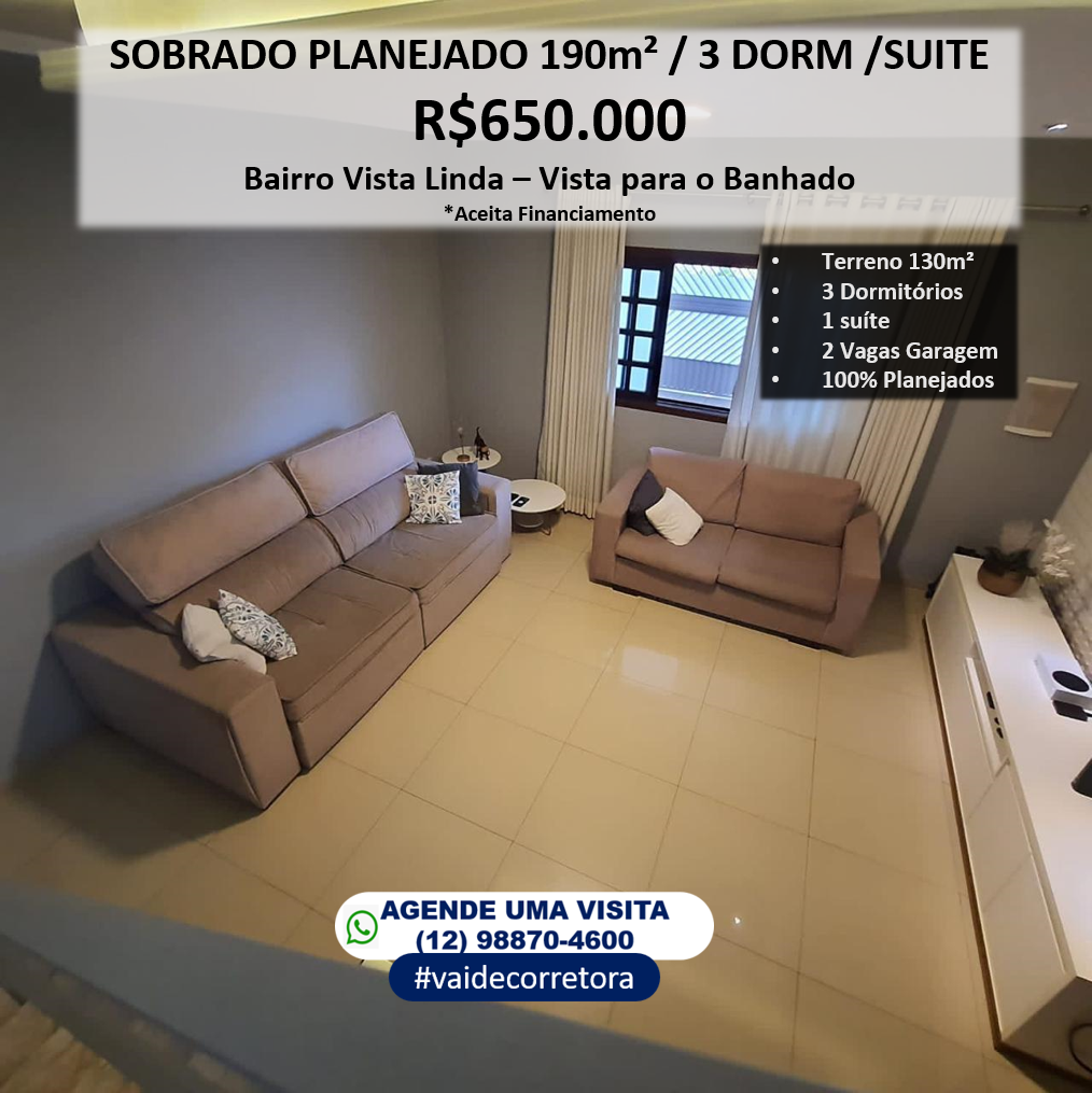 Imagem Sobrado com 3 Quartos à Venda, 190 m²em Loteamento Residencial Vista Linda - São José dos Campos