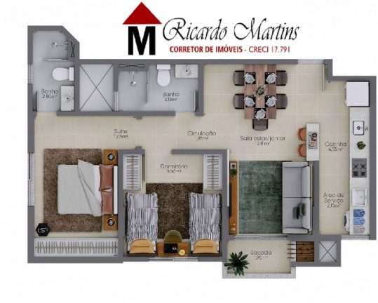 Imagem Apartamento com 2 Quartos à Venda, 59 m² em São Cristóvão - Criciúma Imagem Apartamento com 2 Quartos à Venda, 59 m² em São Cristóvão - Criciúma