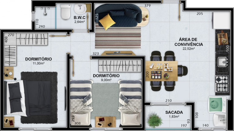 Imagem Apartamento com 2 Quartos à Venda, 53 m² em Rio Maina - Criciúma Imagem Apartamento com 2 Quartos à Venda, 53 m² em Rio Maina - Criciúma