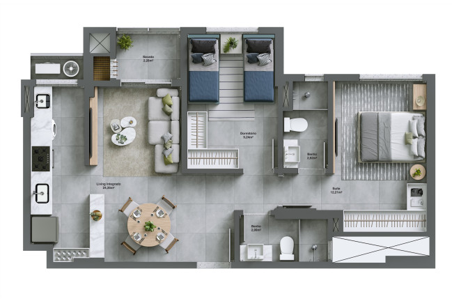 Imagem Apartamento com 2 Quartos à Venda, 67 m² em Comerciário - Criciúma