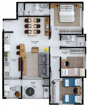 Imagem Apartamento com 3 Quartos à Venda, 174 m² em Centro - Criciúma Imagem Apartamento com 3 Quartos à Venda, 174 m² em Centro - Criciúma