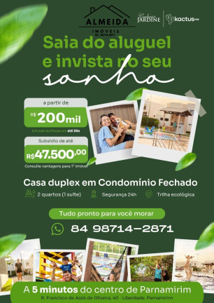 Imagem Casa de Condomínio com 2 Quartos à Venda, 75 m² em Liberdade - Parnamirim Imagem Casa de Condomínio com 2 Quartos à Venda, 75 m² em Liberdade - Parnamirim
