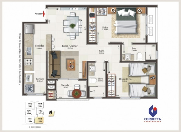 Imagem Apartamento com 2 Quartos à Venda, 64 m² em Centro - Criciúma Imagem Apartamento com 2 Quartos à Venda, 64 m² em Centro - Criciúma