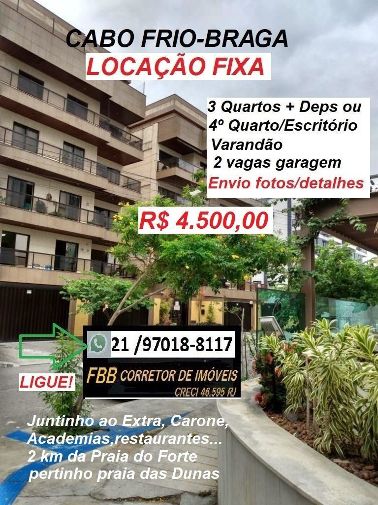 Imagem Apartamento com 3 Quartos para Alugar, 125 m² em Braga - Cabo Frio Imagem Apartamento com 3 Quartos para Alugar, 125 m² em Braga - Cabo Frio