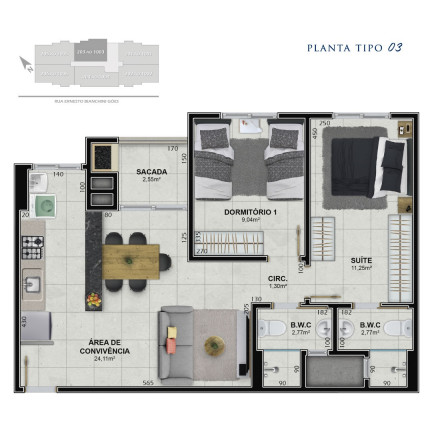 Imagem Apartamento com 3 Quartos à Venda, 78 m² em Próspera - Criciúma Imagem Apartamento com 3 Quartos à Venda, 78 m² em Próspera - Criciúma