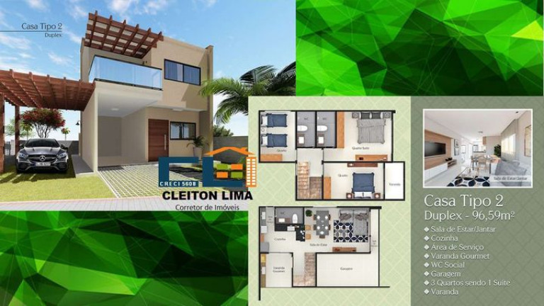 Imagem Casa de Condomínio com 3 Quartos à Venda, 96 m² em Nova Esperança - Parnamirim