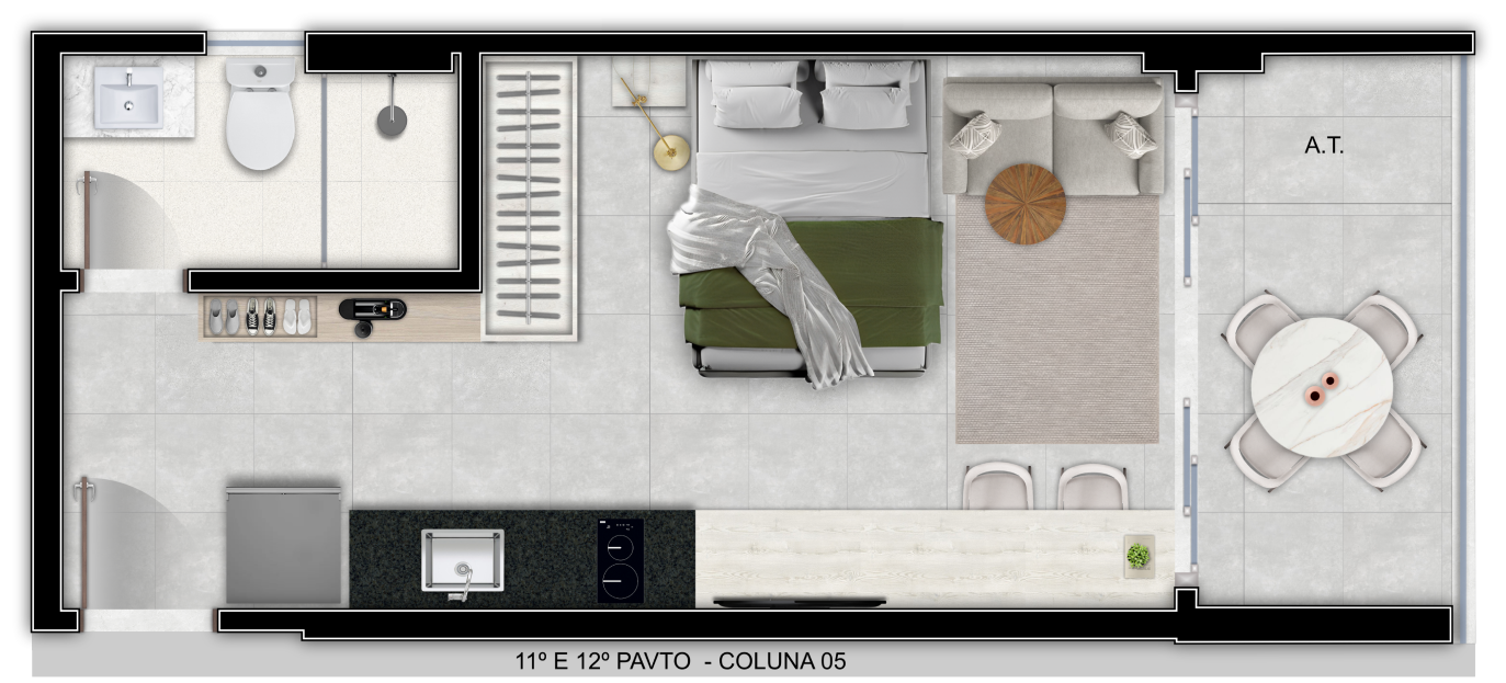 Imagem Studio com 1 Quarto à Venda, 33 m² em Itapuã - Vila Velha