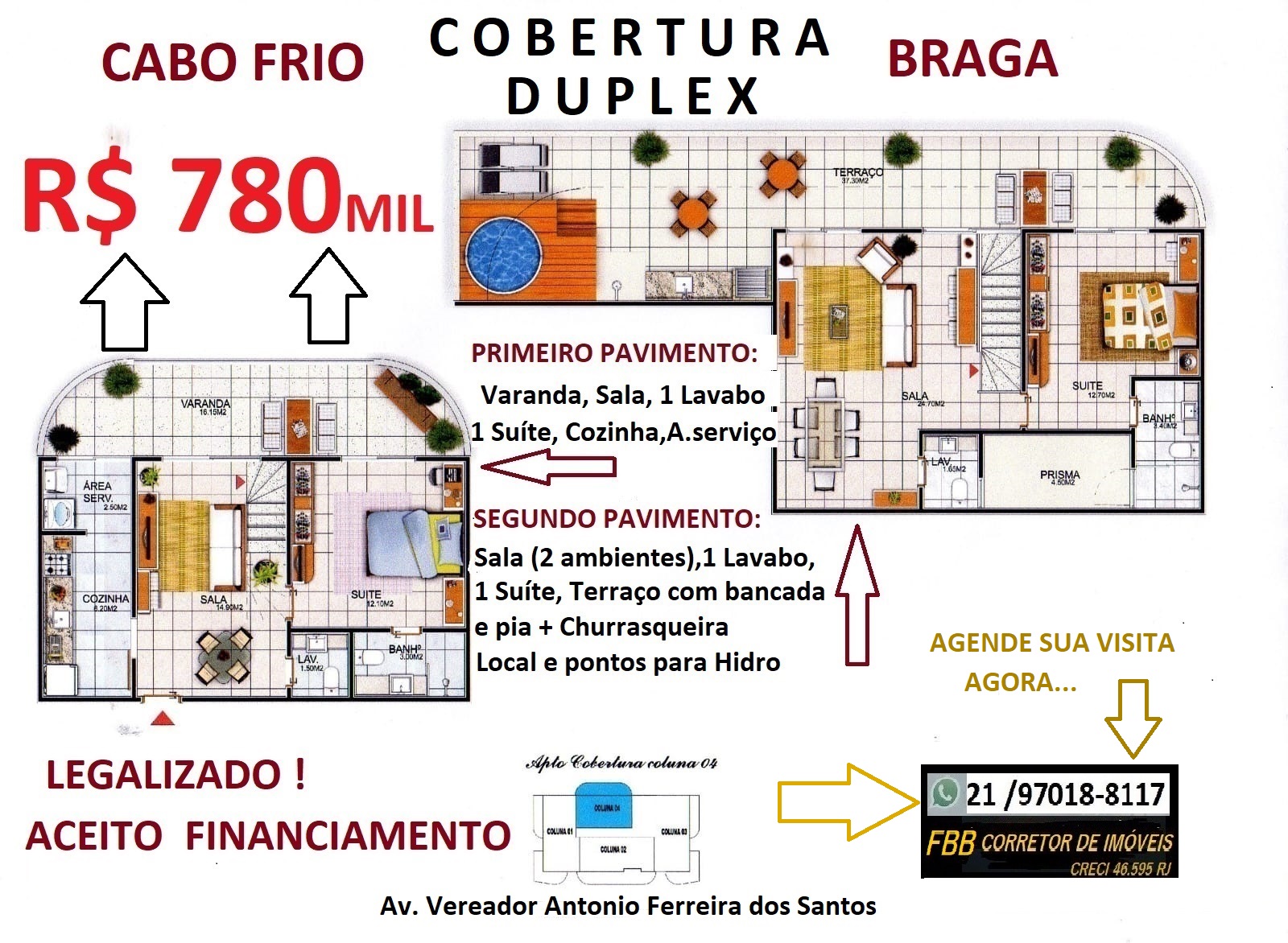 Imagem Cobertura com 2 Quartos à Venda, 135 m² em Braga - Cabo Frio