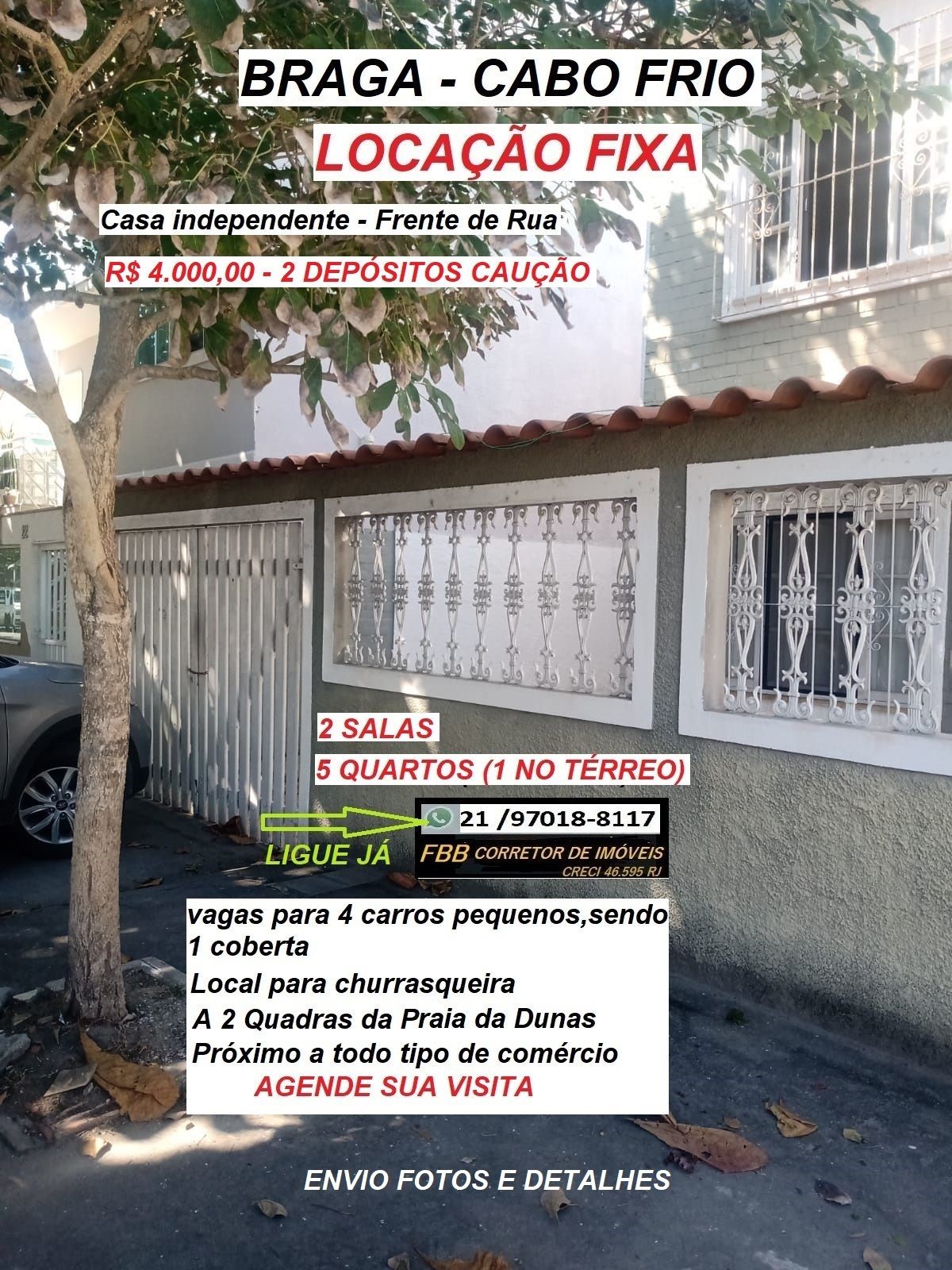 Imagem Casa com 5 Quartos para Alugar, 180 m² em Braga - Cabo Frio Imagem Casa com 5 Quartos para Alugar, 180 m² em Braga - Cabo Frio