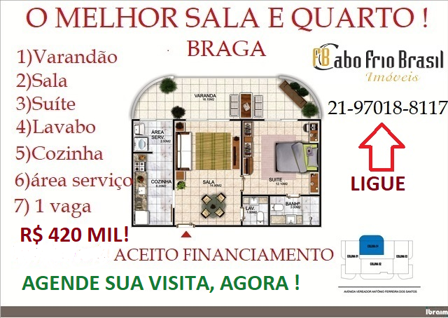Imagem Apartamento com 1 Quarto à Venda, 55 m² em Braga - Cabo Frio Imagem Apartamento com 1 Quarto à Venda, 55 m² em Braga - Cabo Frio