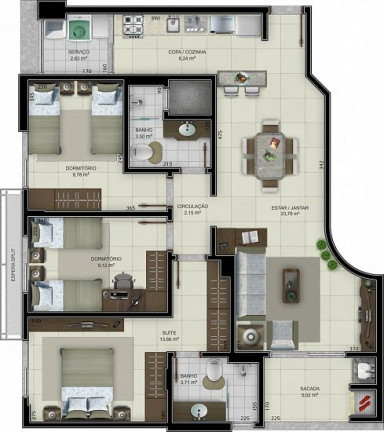 Imagem Apartamento com 3 Quartos à Venda, 95 m² em Comerciário - Criciúma
