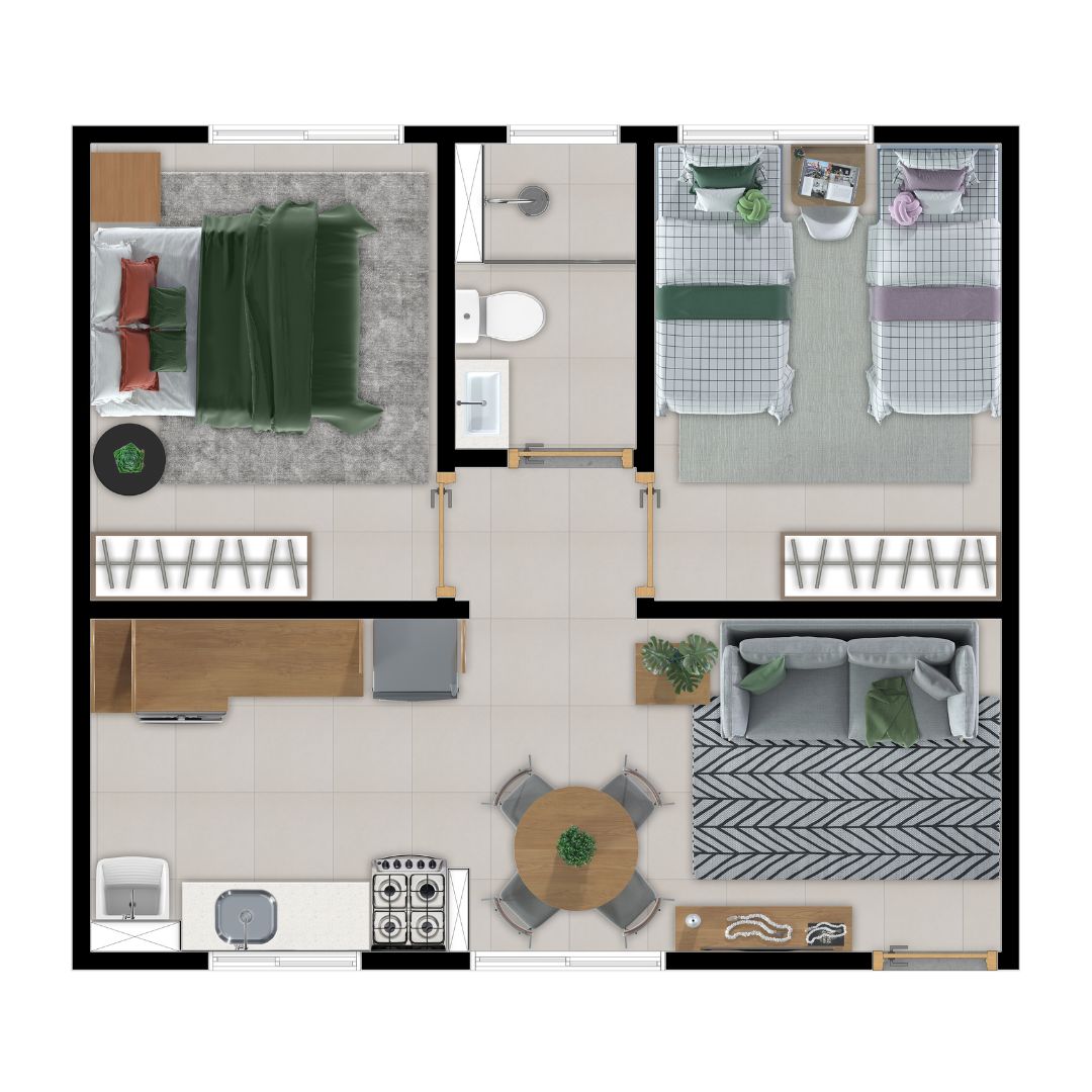 Imagem Apartamento com 2 Quartos à Venda, 43 m²em Parque Residencial Cândido Portinari - Ribeirão Preto