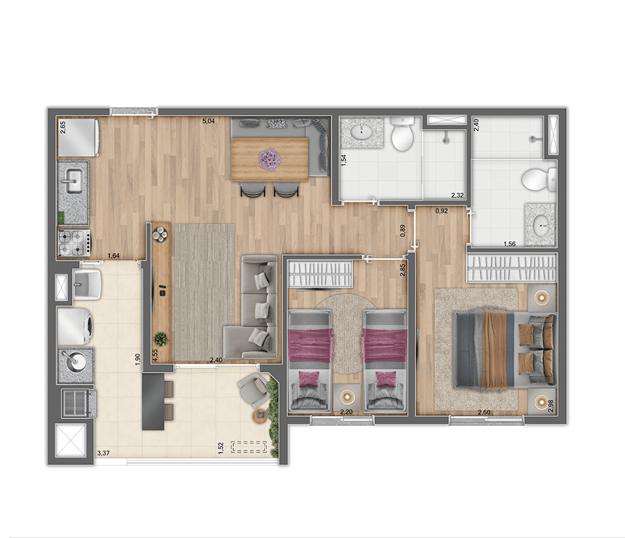 Imagem Apartamento com 2 Quartos à Venda, 57 m²em Picanço - Guarulhos