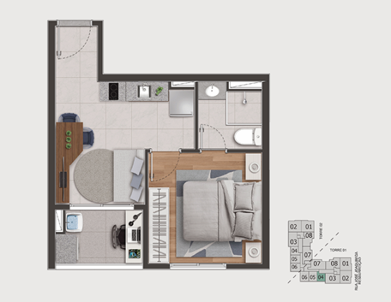 Imagem Apartamento com 1 Quarto à Venda, 28 m² em Presidente Altino - Osasco