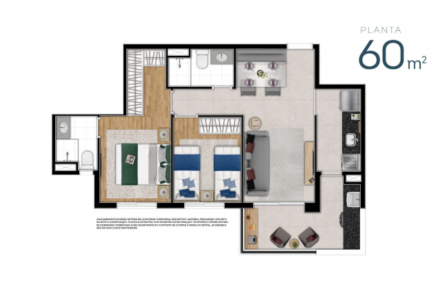 Imagem Apartamento com 2 Quartos à Venda, 57 m²em Ferreira - São Paulo