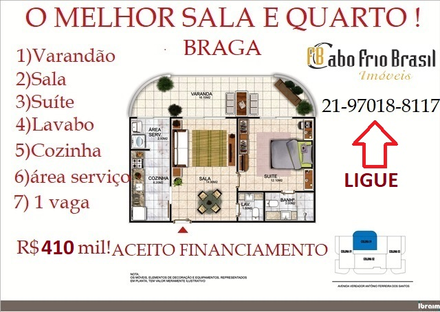 Imagem Apartamento com 1 Quarto à Venda, 55 m² em Braga - Cabo Frio Imagem Apartamento com 1 Quarto à Venda, 55 m² em Braga - Cabo Frio