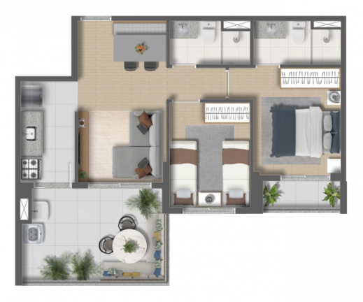Imagem Apartamento com 2 Quartos à Venda, 57 m² em Vila Mascote - São Paulo