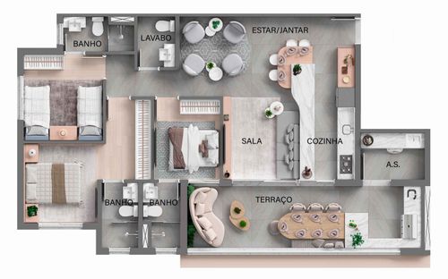 Imagem Apartamento com 2 Quartos à Venda, 57 m²em Nova Aldeinha/Aldeia - Barueri