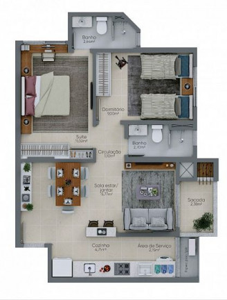 Imagem Apartamento com 2 Quartos à Venda, 59 m² em São Cristóvão - Criciúma Imagem Apartamento com 2 Quartos à Venda, 59 m² em São Cristóvão - Criciúma