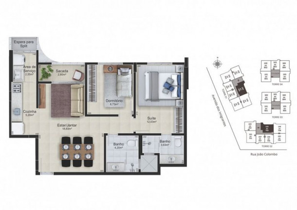 Imagem Apartamento com 3 Quartos à Venda, 79 m²em Rio Maina - Criciúma Imagem Apartamento com 3 Quartos à Venda, 79 m²em Rio Maina - Criciúma