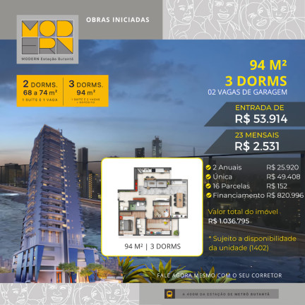 Imagem Apartamento com 3 Quartos à Venda, 94 m² em Butantã - São Paulo Imagem Apartamento com 3 Quartos à Venda, 94 m² em Butantã - São Paulo