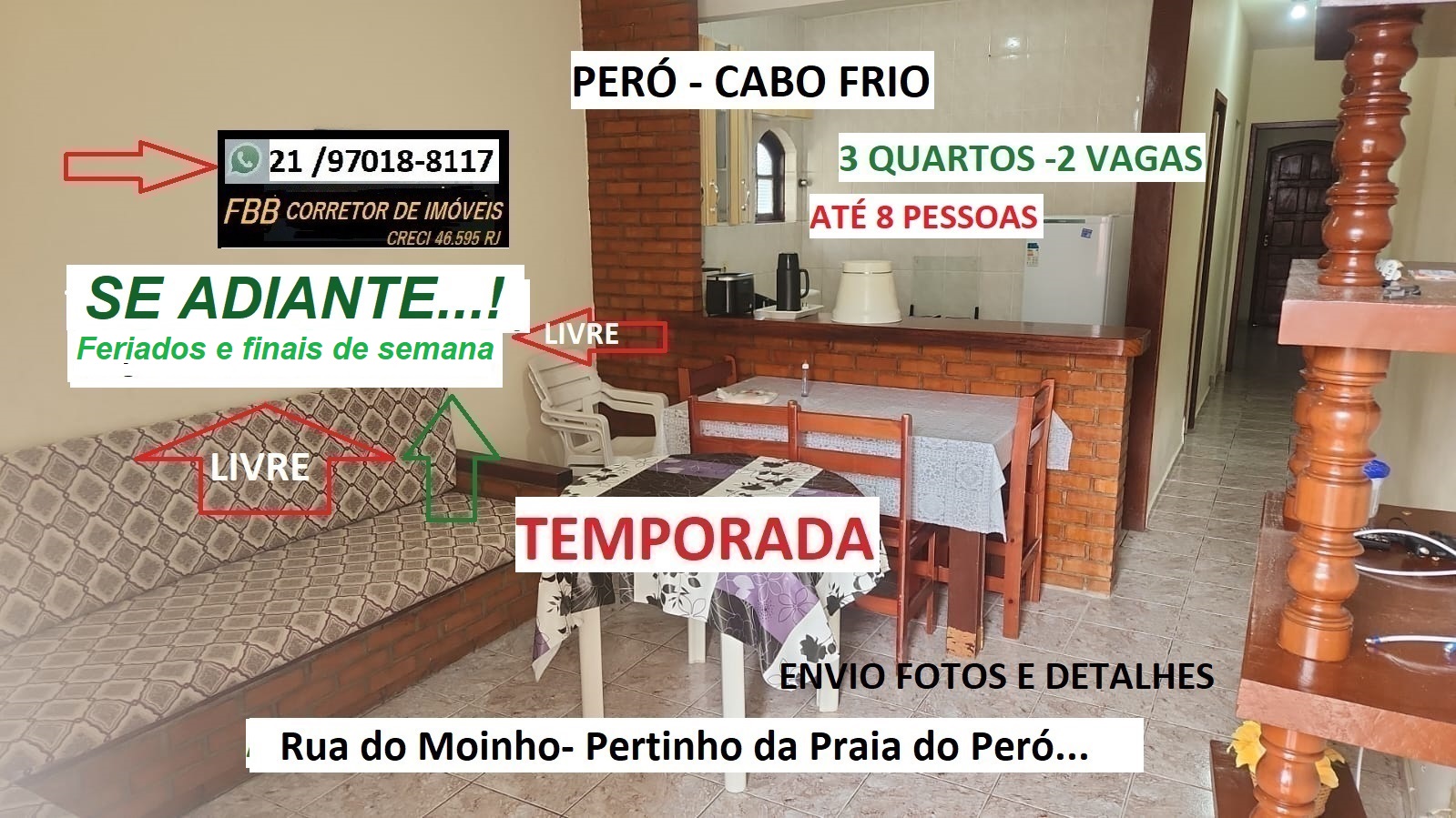 Imagem Casa de Condomínio com 3 Quartos para Temporada, 70 m² em Peró - Cabo Frio Imagem Casa de Condomínio com 3 Quartos para Temporada, 70 m² em Peró - Cabo Frio