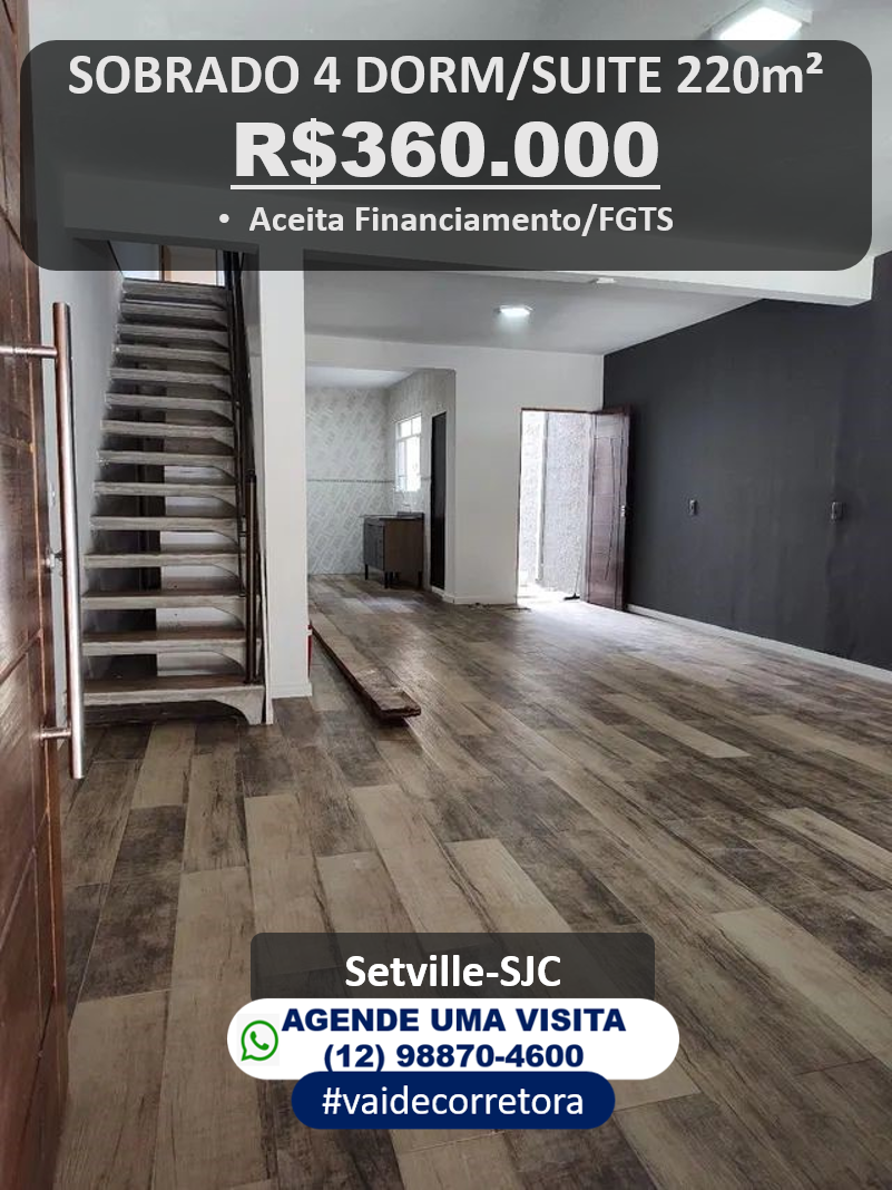 Imagem Sobrado com 4 Quartos à Venda, 220 m²em Campos de São José - São José dos Campos