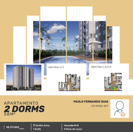 Imagem Apartamento com 2 Quartos à Venda, 58 m² em Jardim Anny - Guarulhos