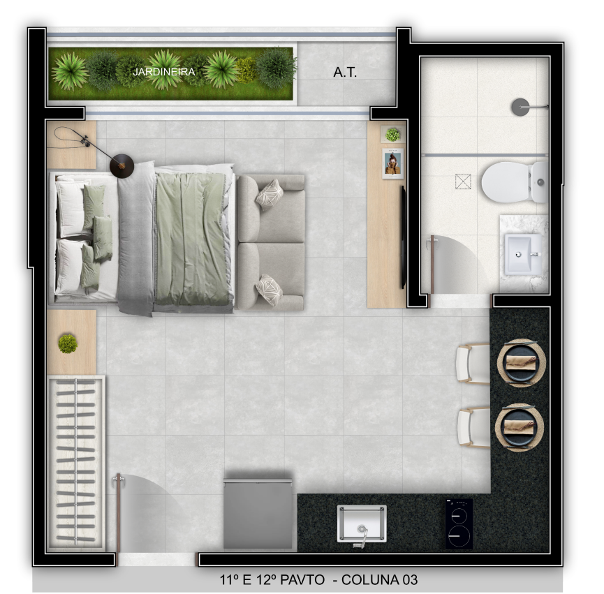 Imagem Studio com 1 Quarto à Venda, 33 m² em Itapuã - Vila Velha