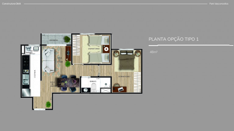 Imagem Apartamento com 2 Quartos à Venda, 48 m² em Jardim do Castelo - Ferraz de Vasconcelos
