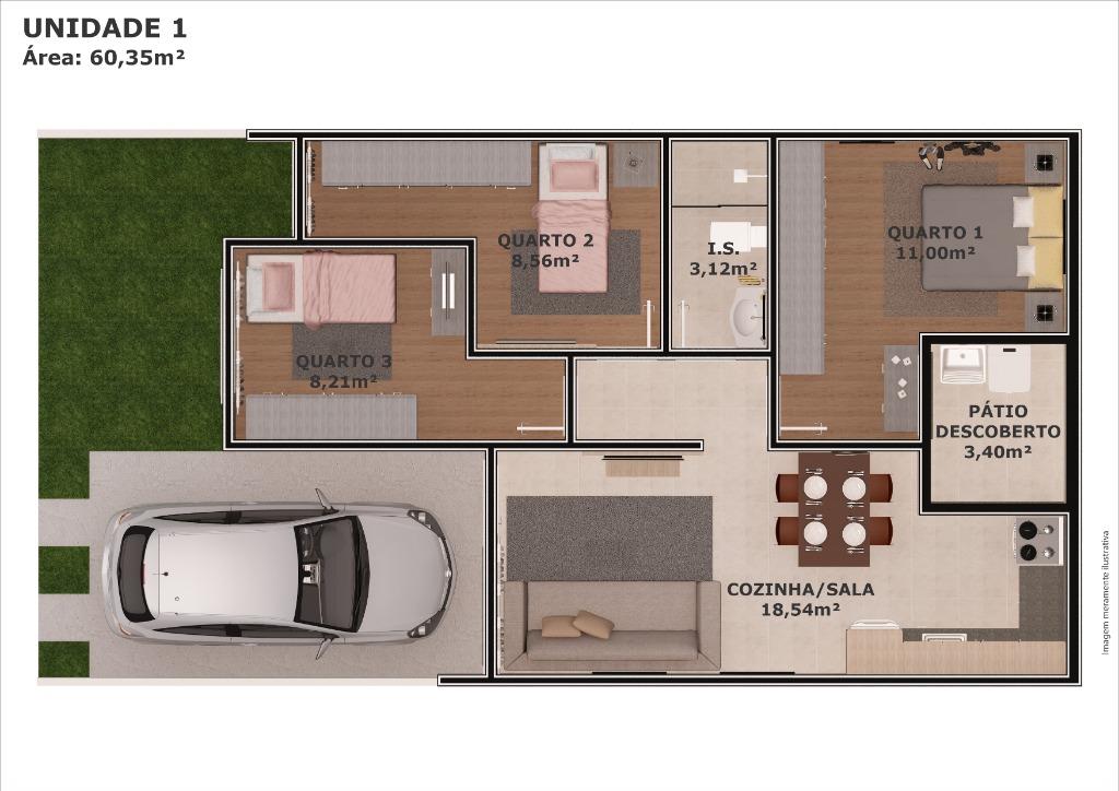 Imagem Casa com 3 Quartos à Venda, 60 m²em Santa Cândida - Curitiba