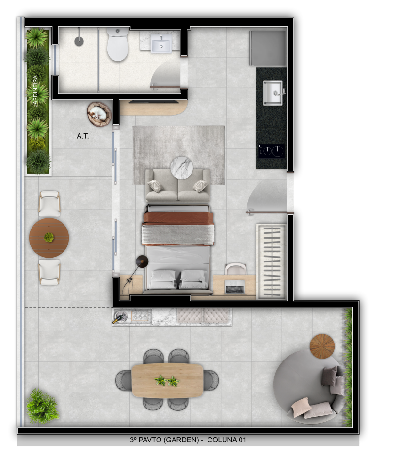 Imagem Studio com 1 Quarto à Venda, 33 m² em Itapuã - Vila Velha