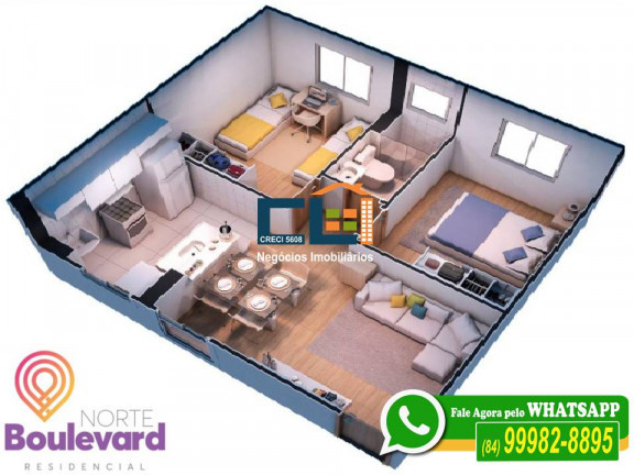 Imagem Apartamento com 2 Quartos à Venda, 42 m² em Pajuçara - Natal