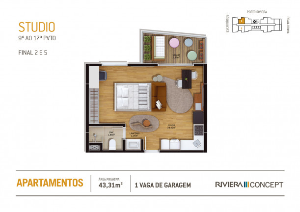 Imagem Studio com 1 Quarto à Venda, 46 m² em Praia Brava de Itajaí - Itajaí