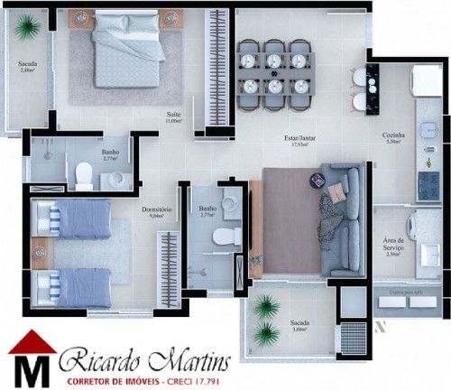 Imagem Apartamento com 2 Quartos à Venda, 70 m²em Michel - Criciúma