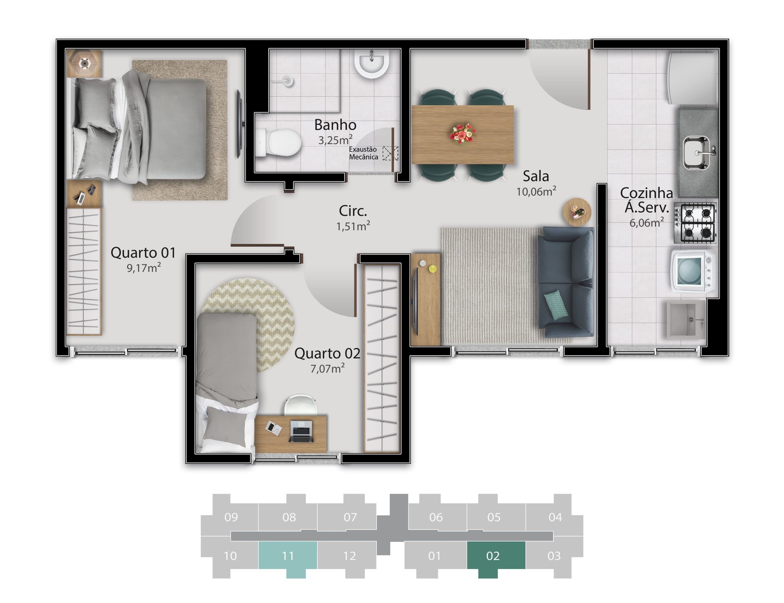 Imagem Apartamento com 2 Quartos à Venda, 48 m² em Rio Marinho - Vila Velha