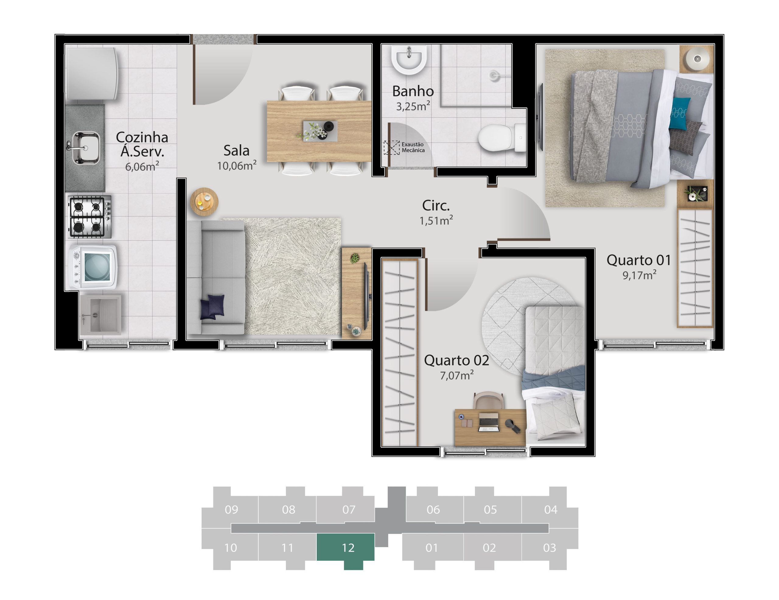 Imagem Apartamento com 2 Quartos à Venda, 48 m² em Rio Marinho - Vila Velha