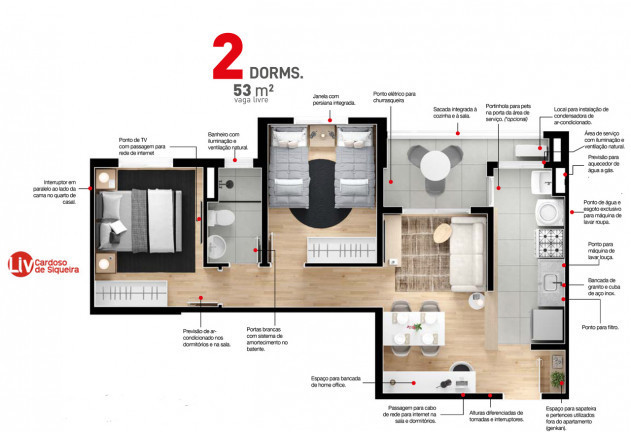 Imagem Apartamento com 2 Quartos à Venda, 53 m² em Vila Oliveira - Mogi das Cruzes