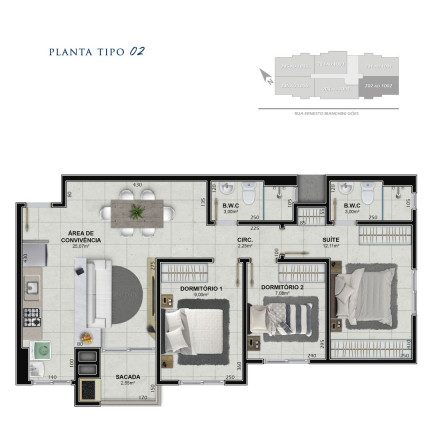 Imagem Apartamento com 3 Quartos à Venda, 78 m² em Próspera - Criciúma Imagem Apartamento com 3 Quartos à Venda, 78 m² em Próspera - Criciúma