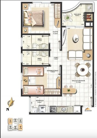 Imagem Apartamento com 2 Quartos à Venda, 67 m²em Jardim Cidade de Florianópolis - São José