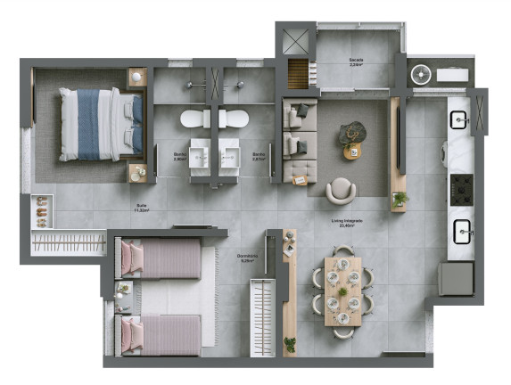 Imagem Apartamento com 2 Quartos à Venda, 67 m² em Comerciário - Criciúma
