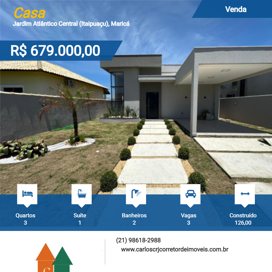 Imagem Casa com 3 Quartos à Venda, 126 m²em Jardim Atlântico Central (Itaipuaçu) - Maricá Imagem Casa com 3 Quartos à Venda, 126 m²em Jardim Atlântico Central (Itaipuaçu) - Maricá