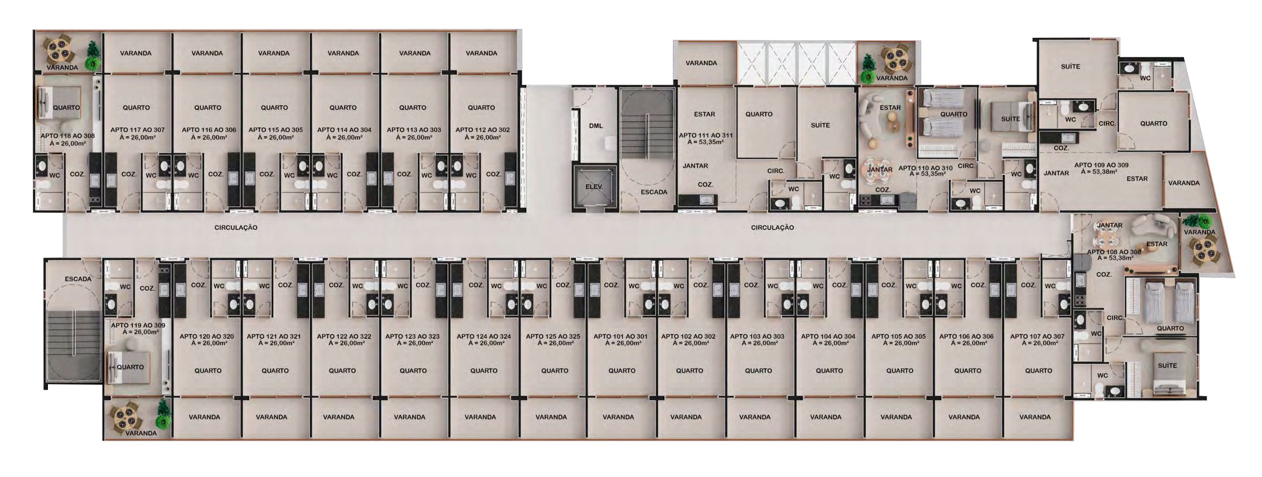 Imagem Apartamento com 1 Quarto à Venda, 31 m²em Muro Alto - ipojuca