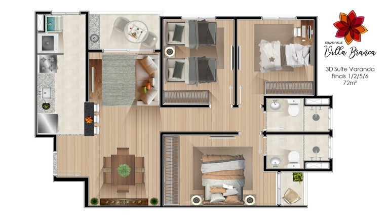 Imagem Apartamento com 3 Quartos à Venda, 72 m²em Loteamento Villa Branca - Jacareí
